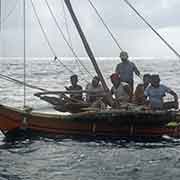 Sailing canoe near Tamatam