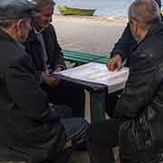 Playing dominoes, Pogradec