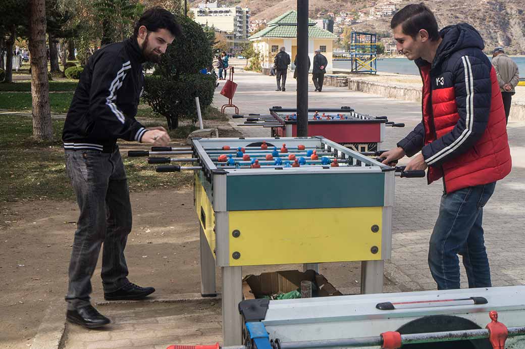 Playing table football