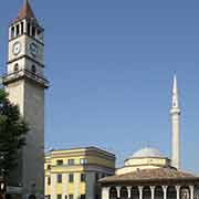 Clock tower and mosque