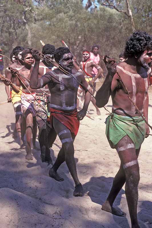 Marching with spears