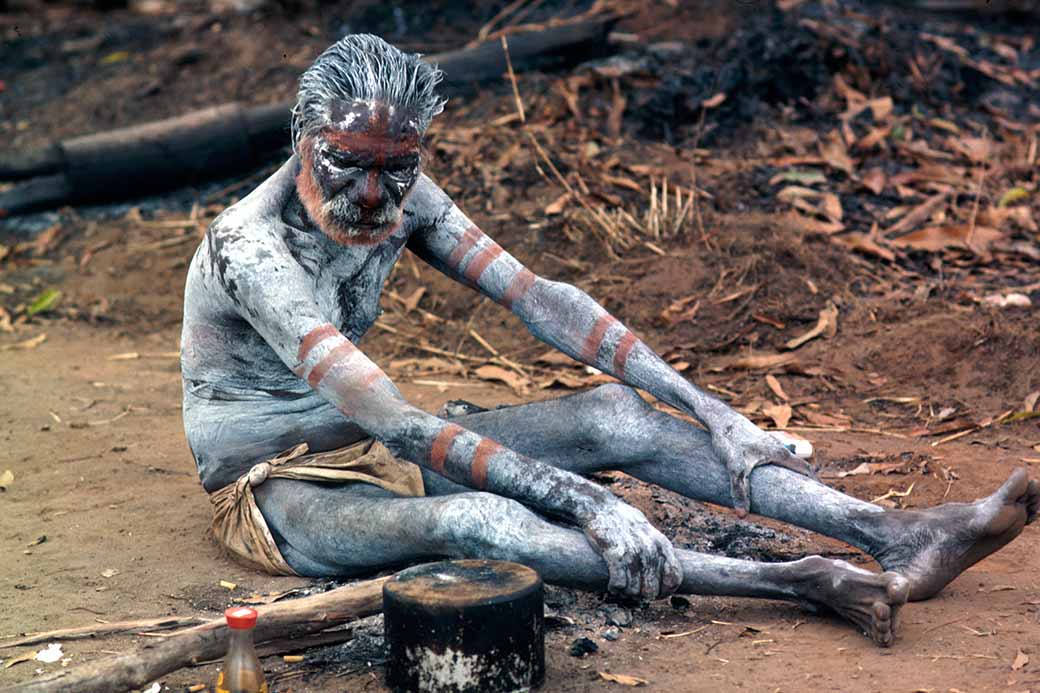 Mourner at ceremony