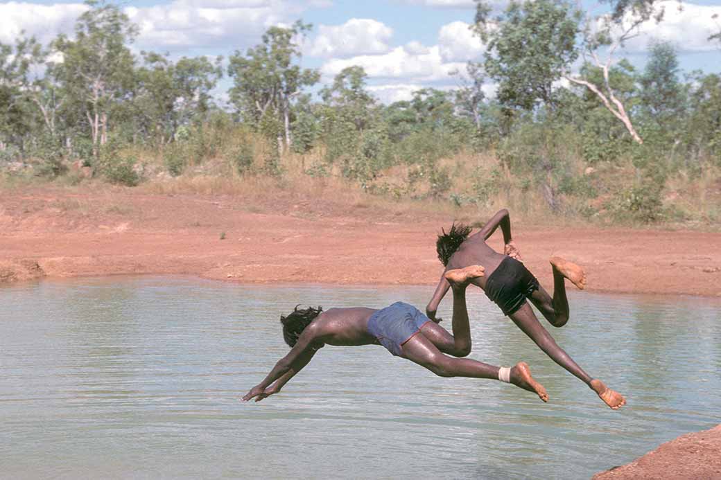 Diving in dam