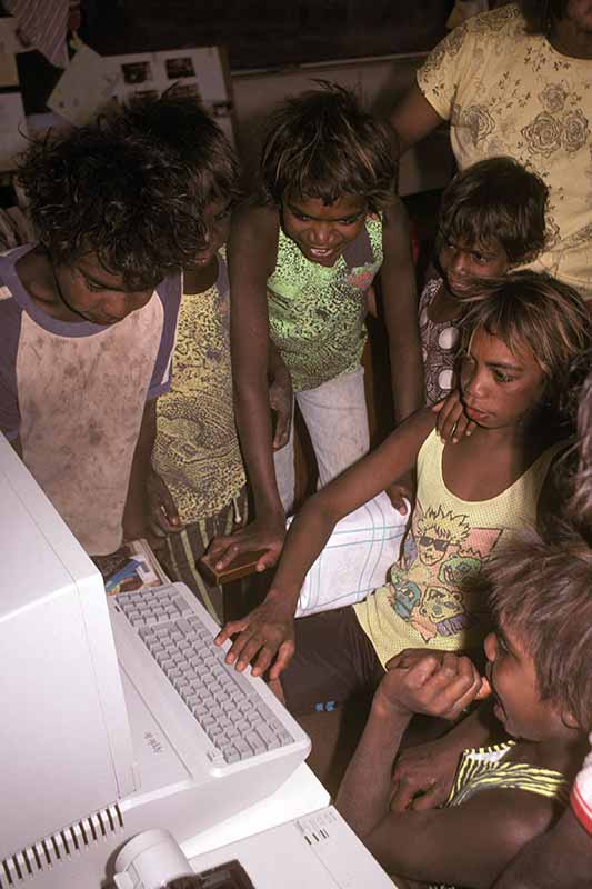 Boys with computer