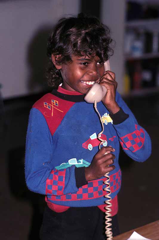 Girl with telephone