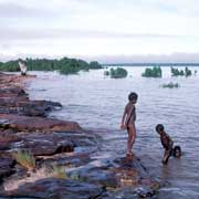 Playing on the seashore