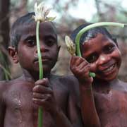 Boys with waterlilies