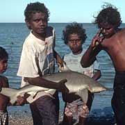 Children with shark