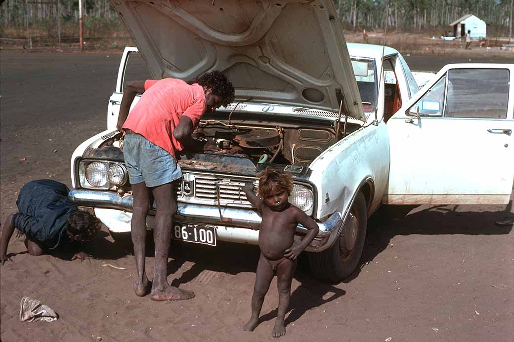 Checking the car