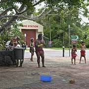 Playing the didjeridu