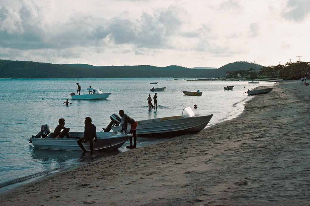 Dinghies on the beach