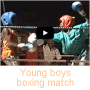 Young boys boxing match