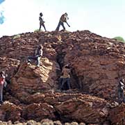 Boys throwing rocks, Balgo