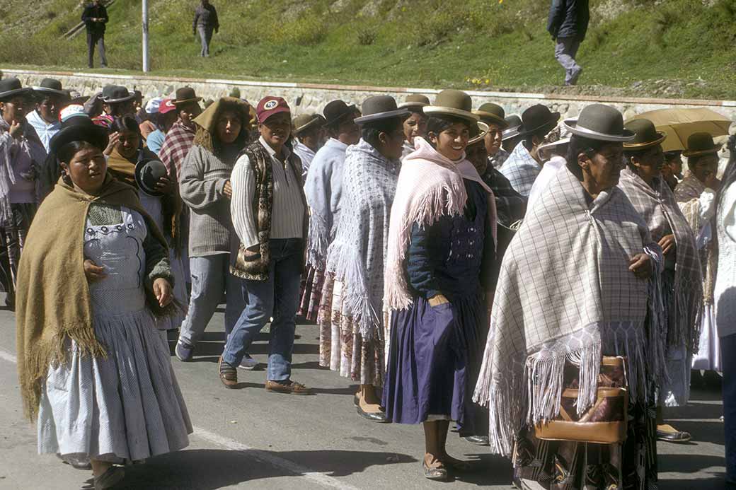 Aymara women marching