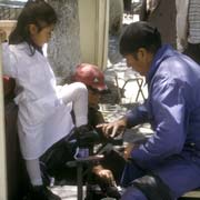 Getting a shoeshine