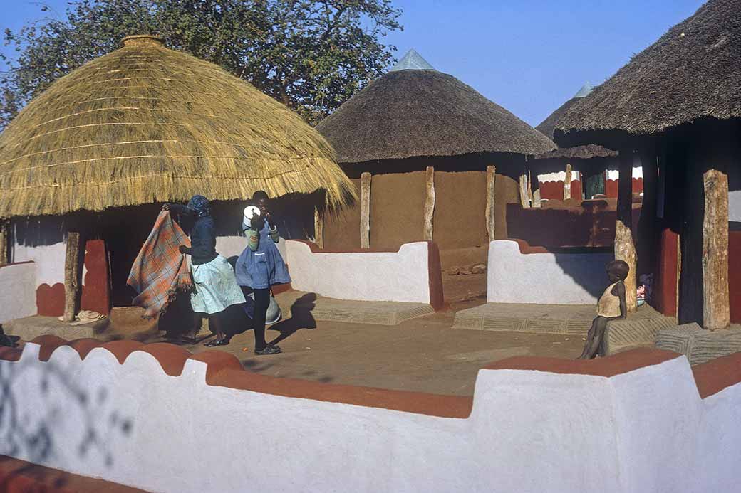 Huts and walled compound, Serowe