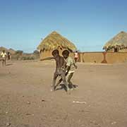 Boys playing football, Molepolole