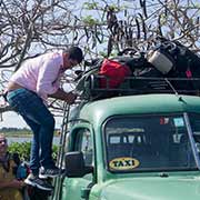 Loading luggage on the roof