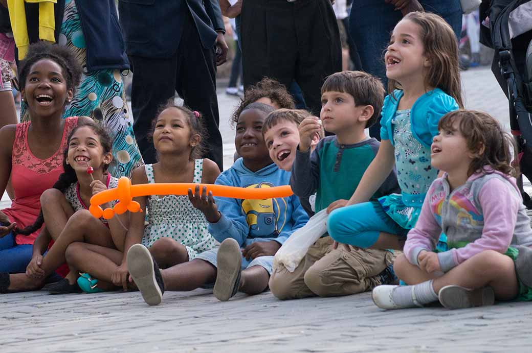 Children at puppet show