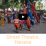 Street performers with children, Havana