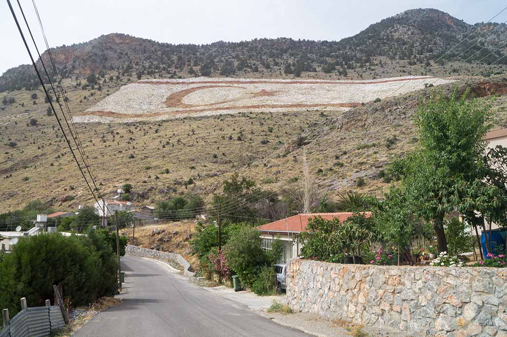 Turkish Cypriot flag on the hillside