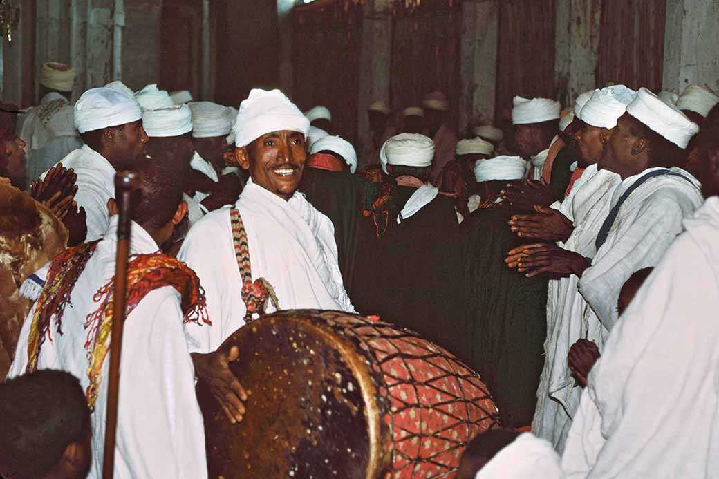 Singing and drumming