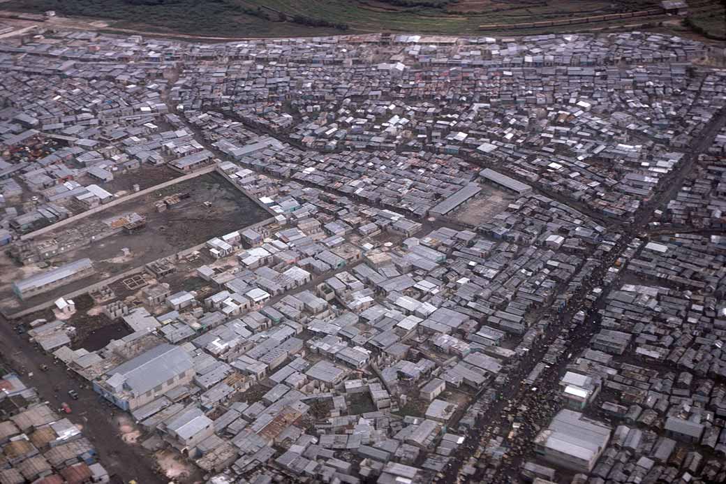 Flying over the slums