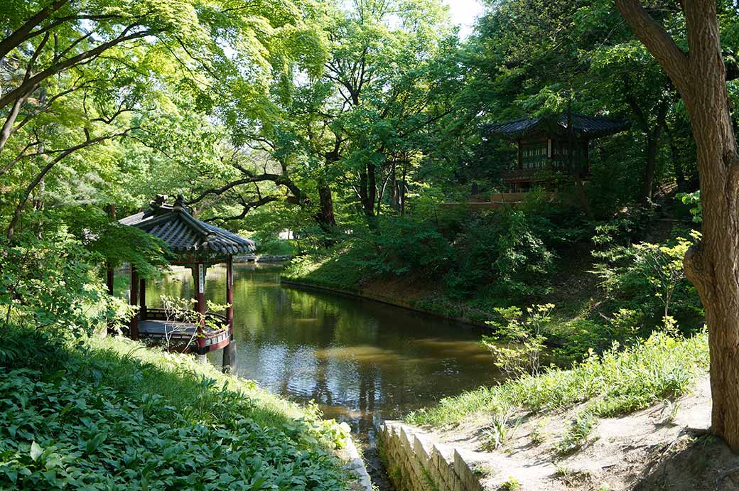 Pond and pavilions