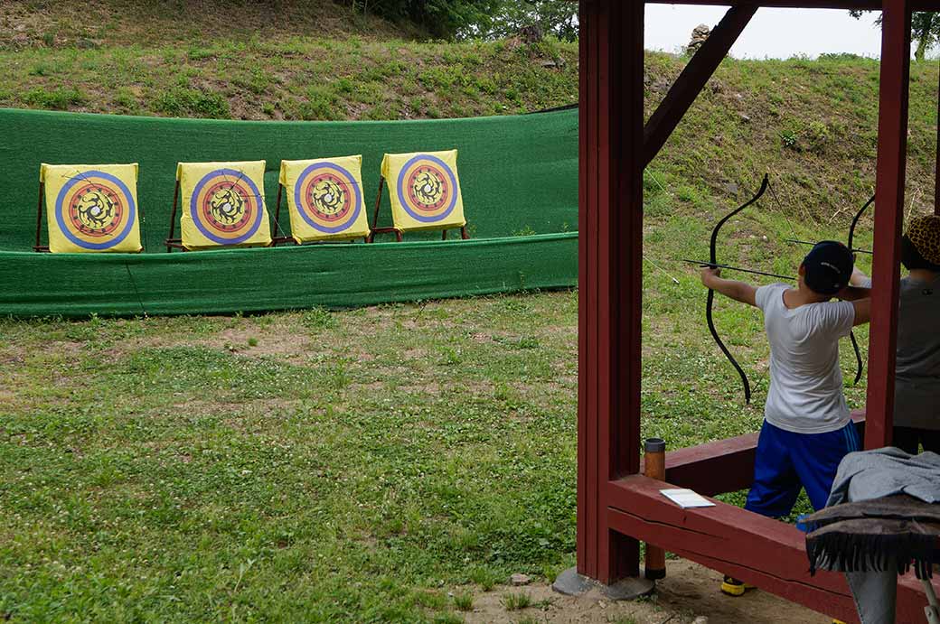 Practising archery