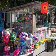 Shop with toys and flags