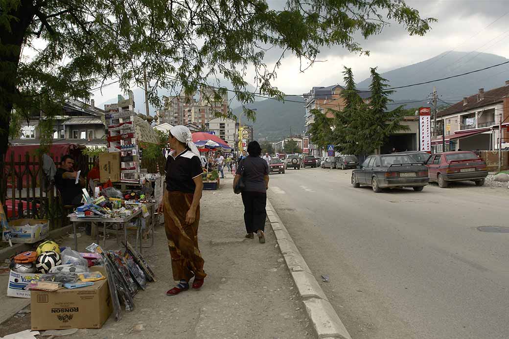 Street market stalls