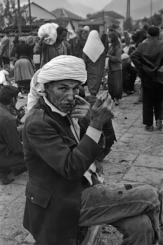 Albanian man at the market in Peja