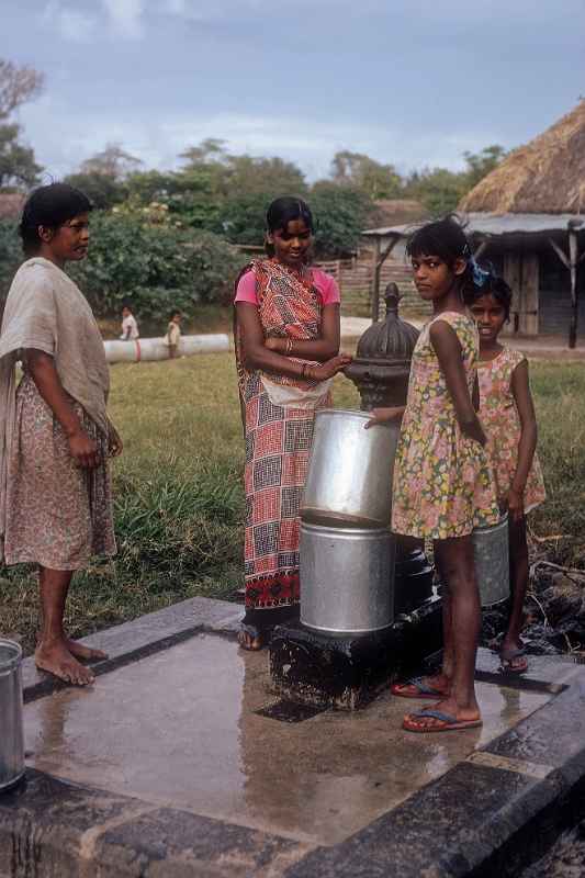 Girls getting water, Belle Mare