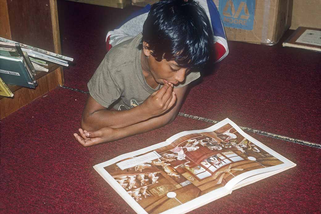 Boy in the library