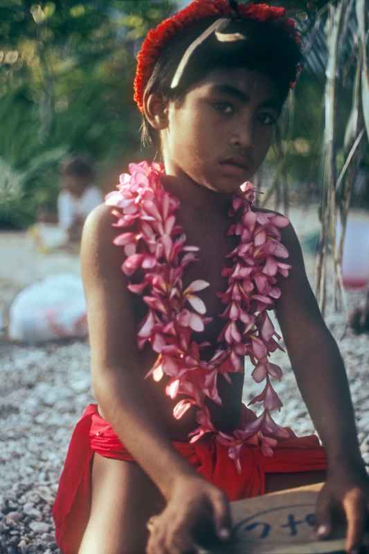 Boy with flower lei, Ulithi