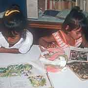 Young girls in the library