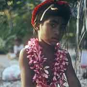 Boy with flower lei, Ulithi
