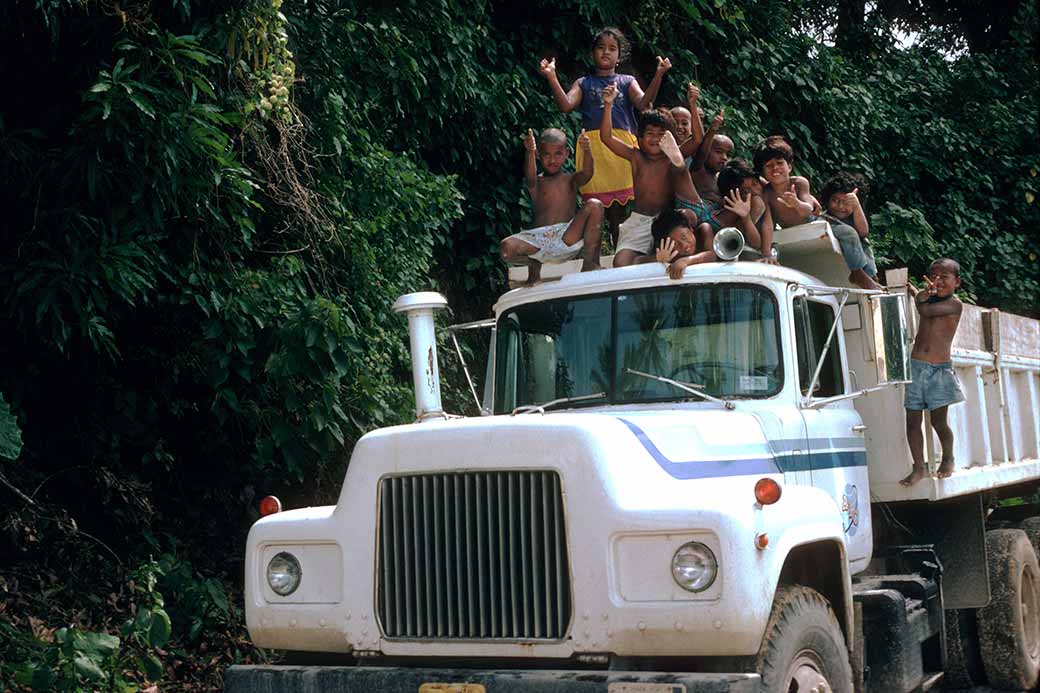 Children on a truck