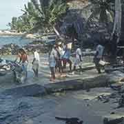 Offloading the sloop, Nomwin island