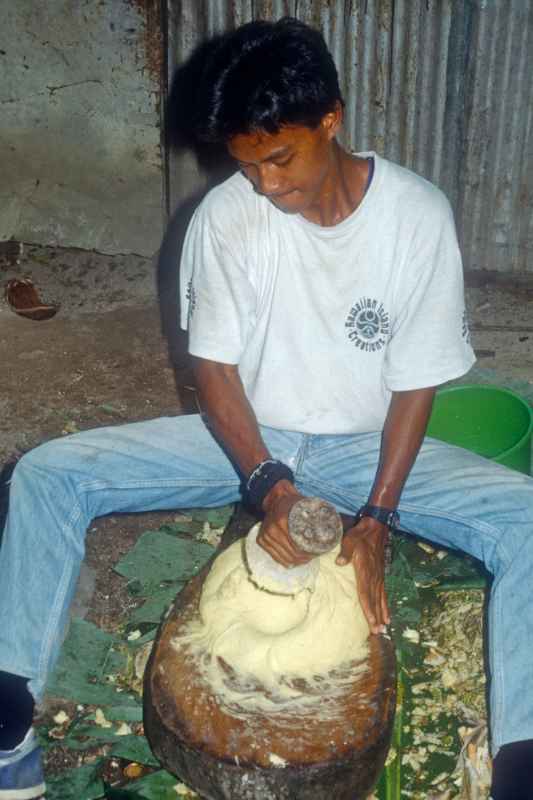 Preparing breadfruit