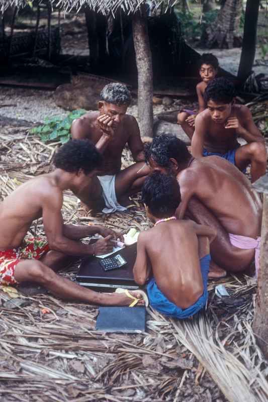 Buying copra, Woleai