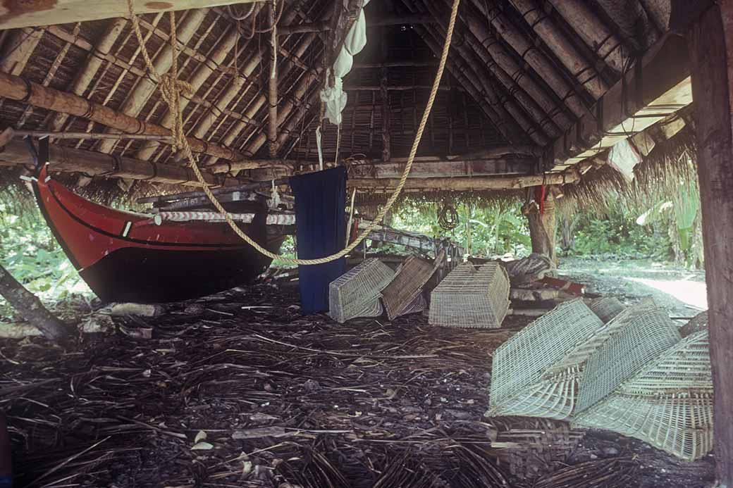 In canoe house, Falalop, Ifalik