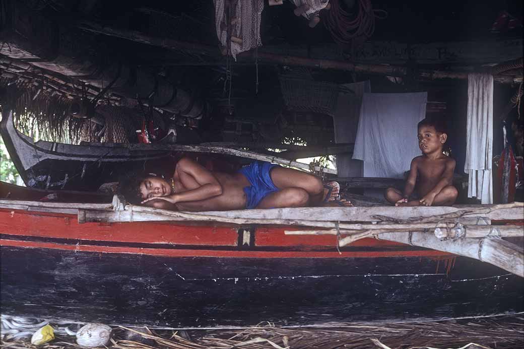 Sleeping in canoe house