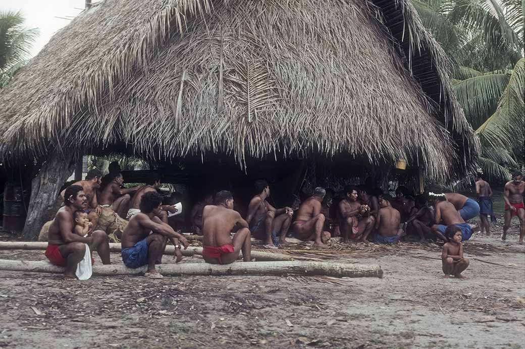 At the canoe house, Satawal