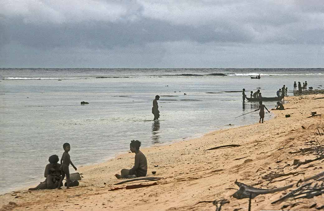 On the beach, Satawal