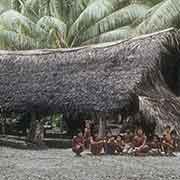 Children, traditional house, Satawal