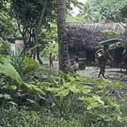 Children, traditional house, Satawal