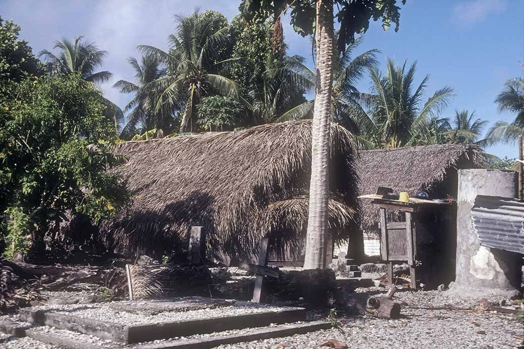 Traditional houses and a grave