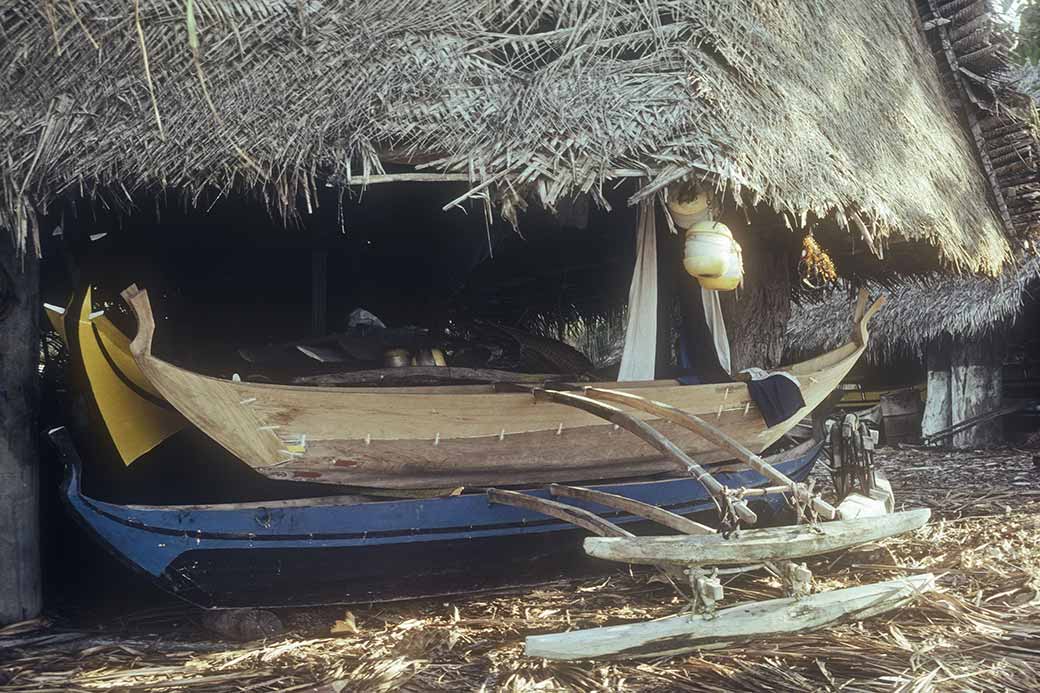 Canoes in boat house, Eauripik