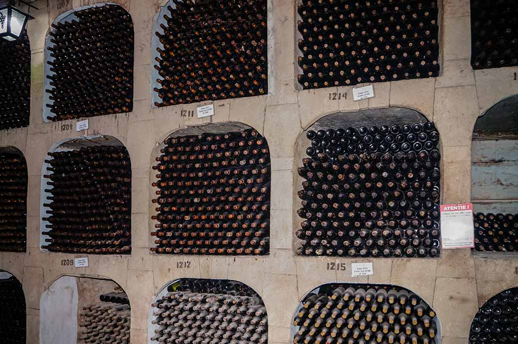 Wine bottles stored in Mileștii Mici